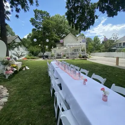 Table setting for a wedding reception dinner